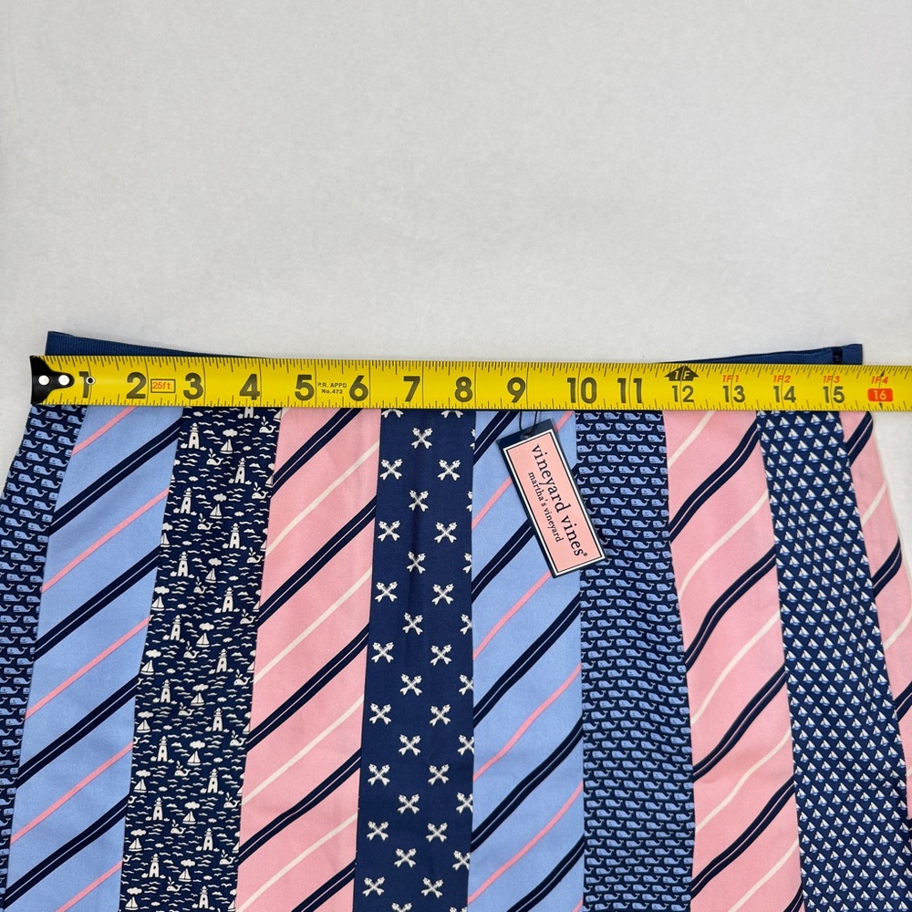 Vineyard Vines Silk Skirt Tie Gal Patchwork Mini Blue Pink Striped Nautical SZ 6 - Picture 14 of 14